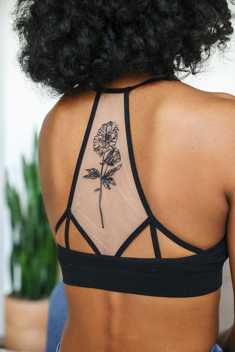 Flower Bloom Tattoo Mesh Bralette - TD Collection